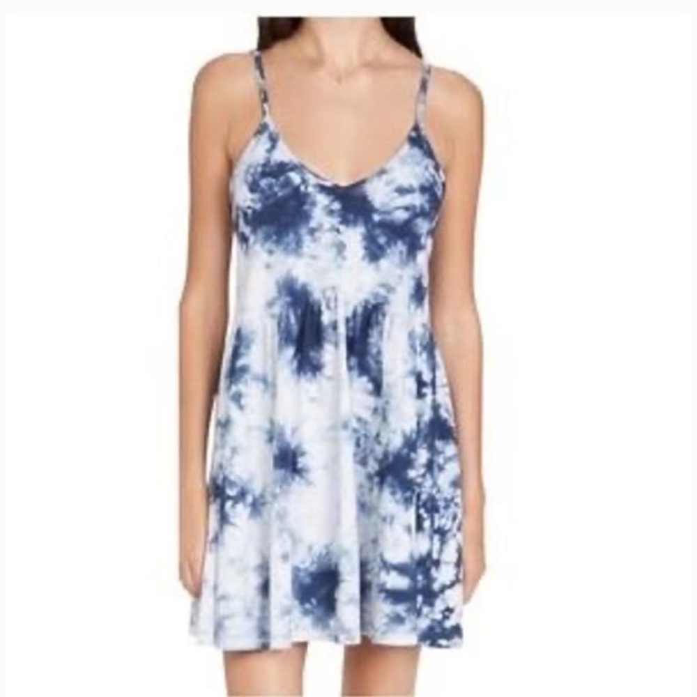 NWT Z Supply Kona Cloud Dress LARGE Blue Tie Dye BabyDoll Bohemian Flowy